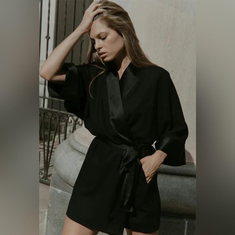 NWT $475 Frame Mini Tuxedo Wrap Dress Blazer